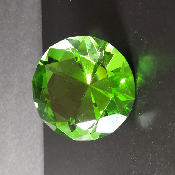 Emerald Green Faceted Crystal Paperweight - Picture 1 of 6